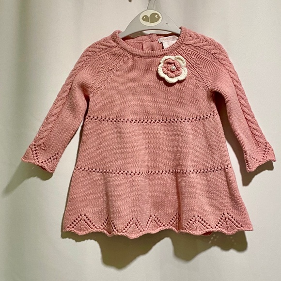 Adorable Knit Dress with Pearl Flower Detail - Picture 1 of 5
